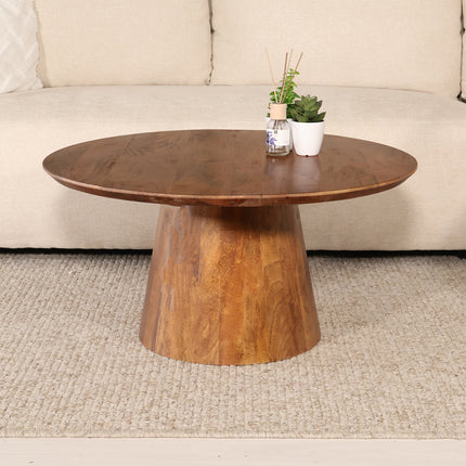 Salontafel Japandi rond bruin mangohout 80cm Remi