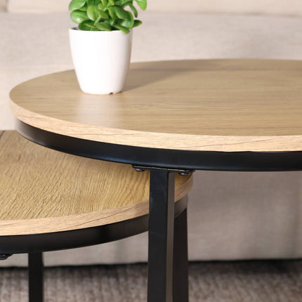 Salontafel rond 2delig lichtbruin MDF Rutger