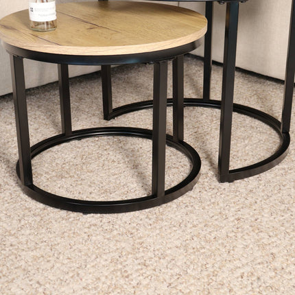 Salontafel rond 2delig lichtbruin MDF Rutger