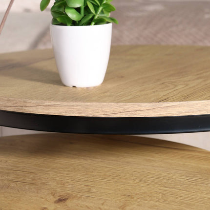 Salontafel rond 2delig lichtbruin MDF Rutger