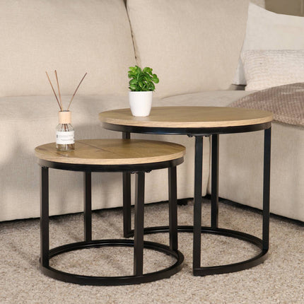 Salontafel rond 2delig lichtbruin MDF Rutger