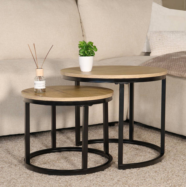 Salontafel rond 2delig lichtbruin MDF Rutger