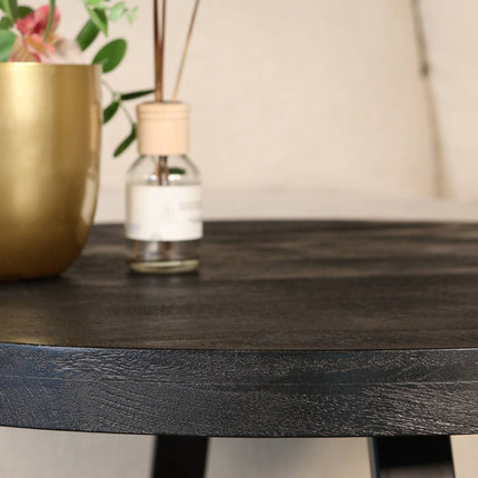 Salontafel rond zwart mangohout 75cm Teun