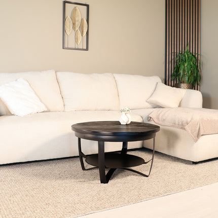 Salontafel rond zwart mangohout 70cm Sandy