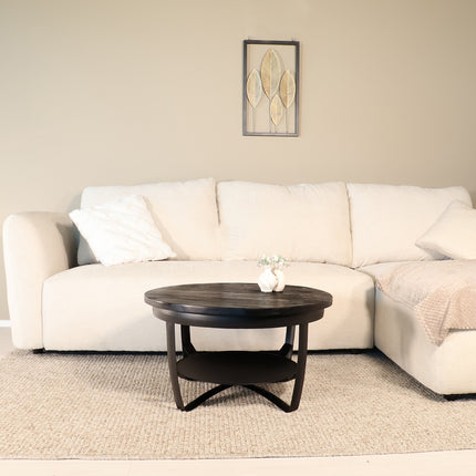 Salontafel rond zwart mangohout 70cm Sandy