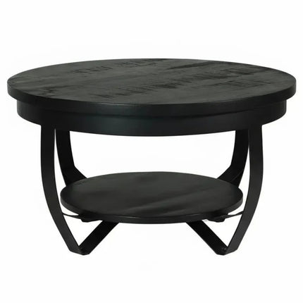 Salontafel rond zwart mangohout 70cm Sandy