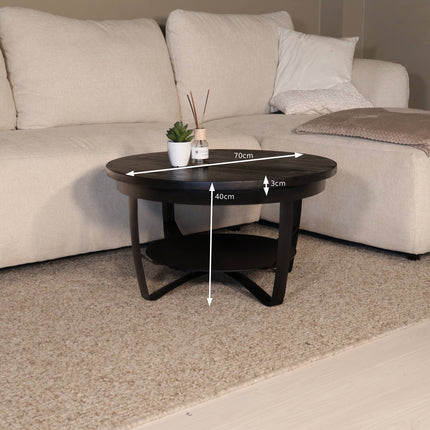 Salontafel rond zwart mangohout 70cm Tycho
