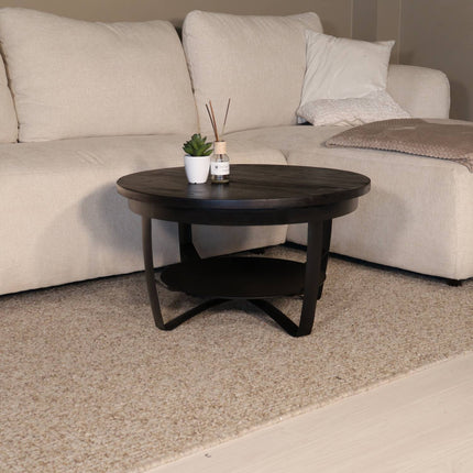 Salontafel rond zwart mangohout 70cm Tycho