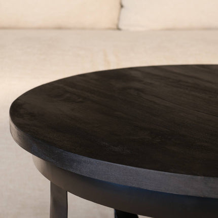 Salontafel rond zwart mangohout 70cm Sandy