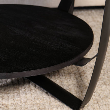 Salontafel rond zwart mangohout 70cm Sandy