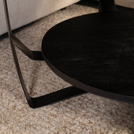 Salontafel rond zwart mangohout 70cm Sandy