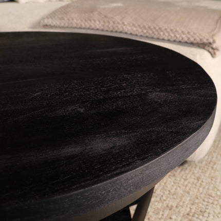 Salontafel rond zwart mangohout 70cm Sandy