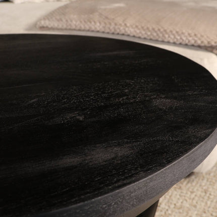 Salontafel rond zwart mangohout 75cm Teun