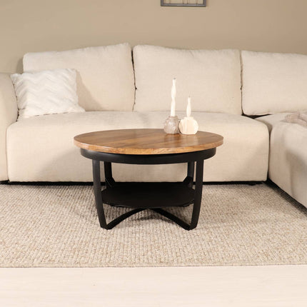 Salontafel rond bruin mangohout 70cm Tycho