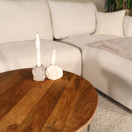 Salontafel rond bruin mangohout 70cm Tycho