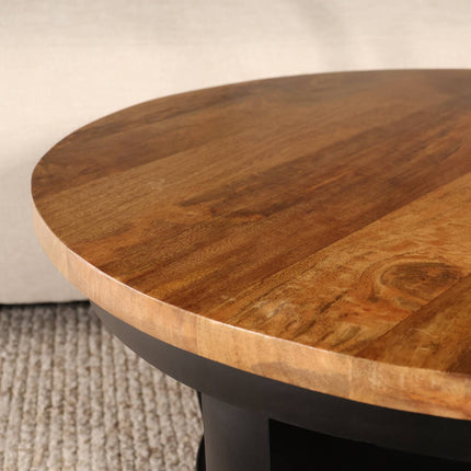 Salontafel rond bruin mangohout 70cm Tycho