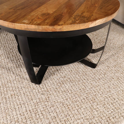 Salontafel rond bruin mangohout 70cm Tycho