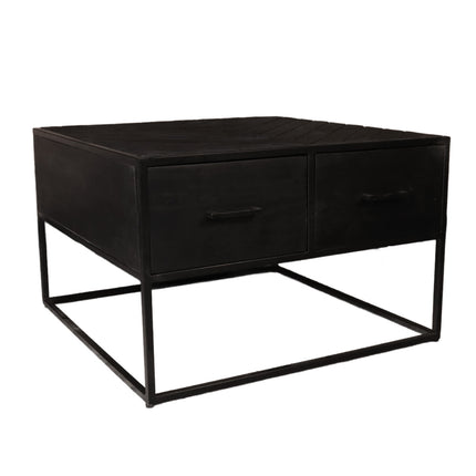 Salontafel visgraat vierkant zwart mangohout 70cm Besti
