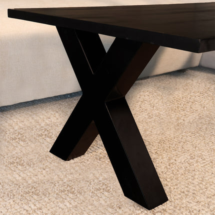 Salontafel x-poot mangohout 130cm zwart Pato