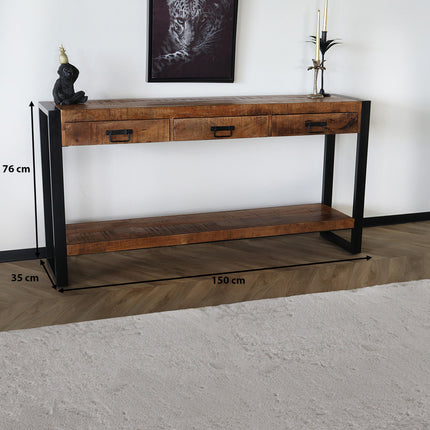 Bijzettafel 150cm mangohout Vera bruin