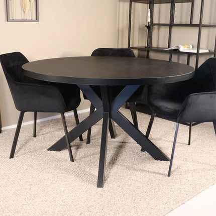 Eettafel Sanne rond 130cm zwart melamine