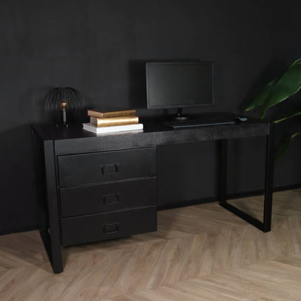 Bureau Noah 145cm zwart industrieel duurzaam massief mangohout