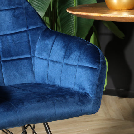 Eetkamerstoel blauw velvet Lola