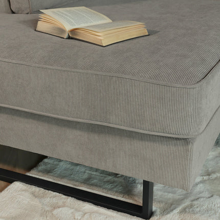 Hoekbank design Puckerto 290cm bank taupe ribstof hoek loungebank links bankstel