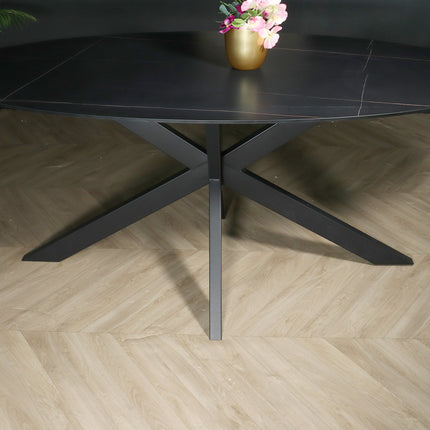 Eettafel ovaal 180cm Figo marmerlook zwart ovale tafel steen