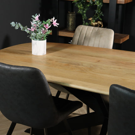 Eettafel deens ovaal mangohout 200cm Austin lichtbruin ovale tafel duurzaam mango eetkamertafel