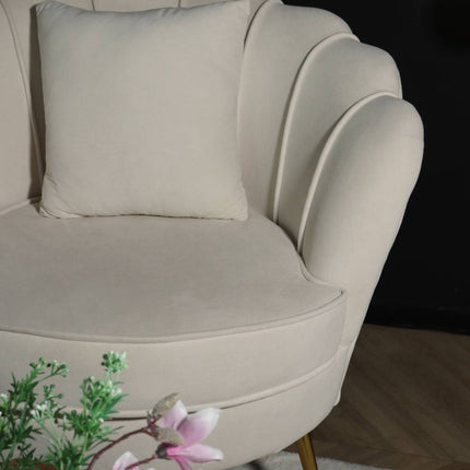 Fauteuil zitbank 1 persoons stoel Belle velvet crème