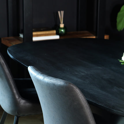 Eettafel deens ovaal mangohout 180cm Austin zwart ovale tafel duurzaam mango eetkamertafel