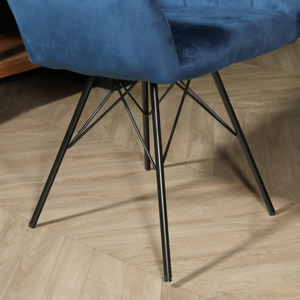 Eetkamerstoel blauw velvet Lola