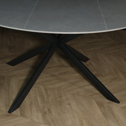 Eettafel rond 150cm Jenna marmerlook grijs ronde tafel