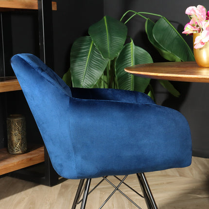 Eetkamerstoel blauw velvet Lola