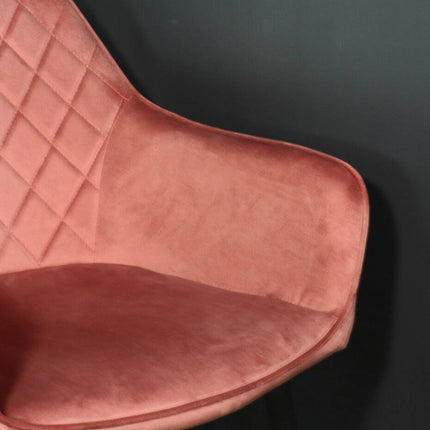 SET DEAL: 6 stuks Eetkamerstoel met armleuning Yurgan roze velvet eetstoel