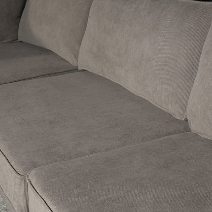 Hoekbank design Puckerto 290cm bank taupe ribstof hoek loungebank links bankstel