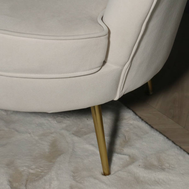 Fauteuil zitbank 1 persoons stoel Belle velvet crème