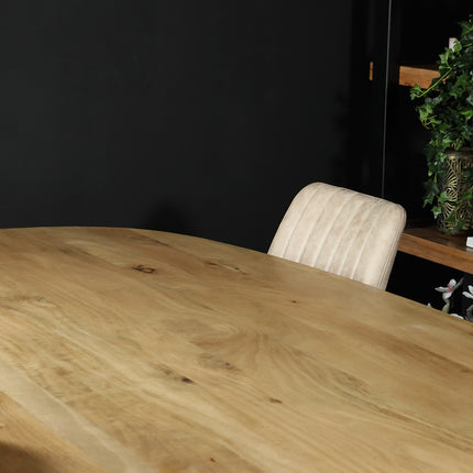 Eettafel deens ovaal mangohout 240cm Austin lichtbruin ovale tafel duurzaam mango eetkamertafel