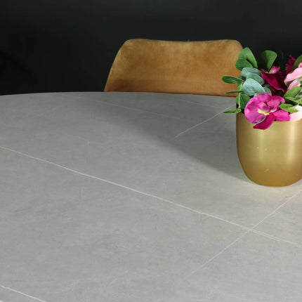 Eettafel marmerlook Figo ovaal 160cm grijs steen