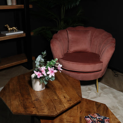 Fauteuil zitbank 1 persoons stoel Belle oud roze bankje