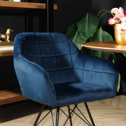 Eetkamerstoel blauw velvet Lola