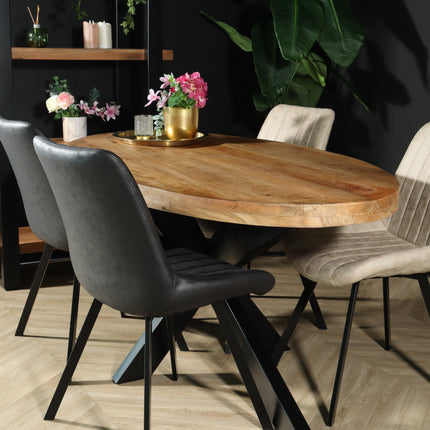 Eettafel James ovaal 240cm lichtbruin mangohout