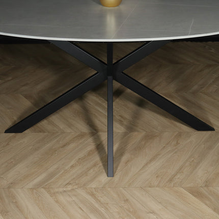 Tweedekans model: Eettafel marmerlook Figo ovaal 210cm grijs steen