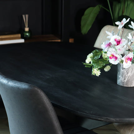 Eettafel deens ovaal mangohout 180cm Austin zwart ovale tafel duurzaam mango eetkamertafel