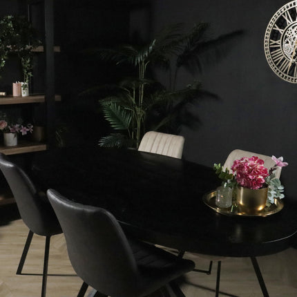 Tweedekans model: Eettafel ovaal mangohout 200cm James zwart ovale industriële tafel duurzaam mango eetkamertafel