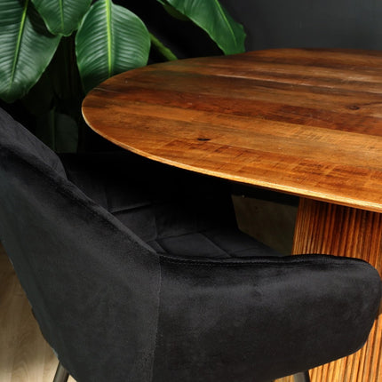 SET DEAL: 6 stuks Eetkamerstoel met armleuning Barbara zwart velvet eetstoel
