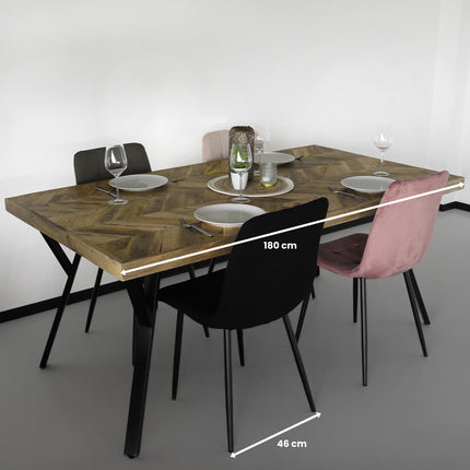 Eettafel Danae hongaarse punt 180cm bruin mangohout