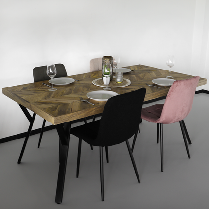 Eettafel Danae hongaarse punt 180cm bruin mangohout