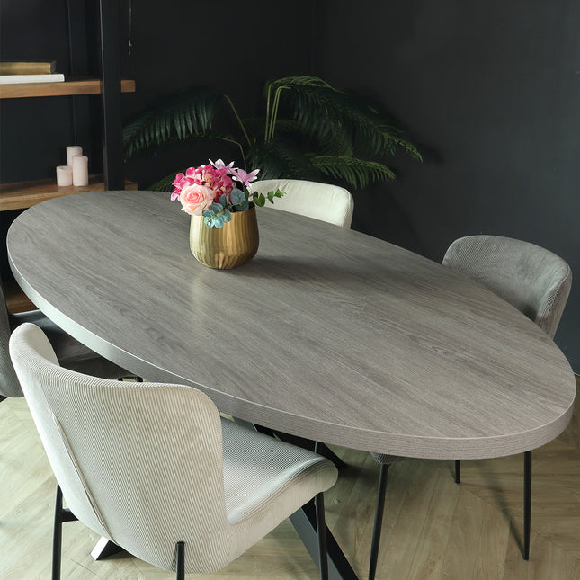 Eettafel ovaal melamine 210cm Tommy grijs ovale tafel